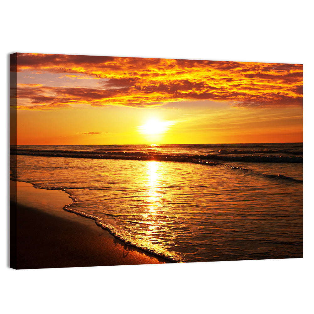 Golden Thai Beach Sunset Wall Art, canvas print, landscape