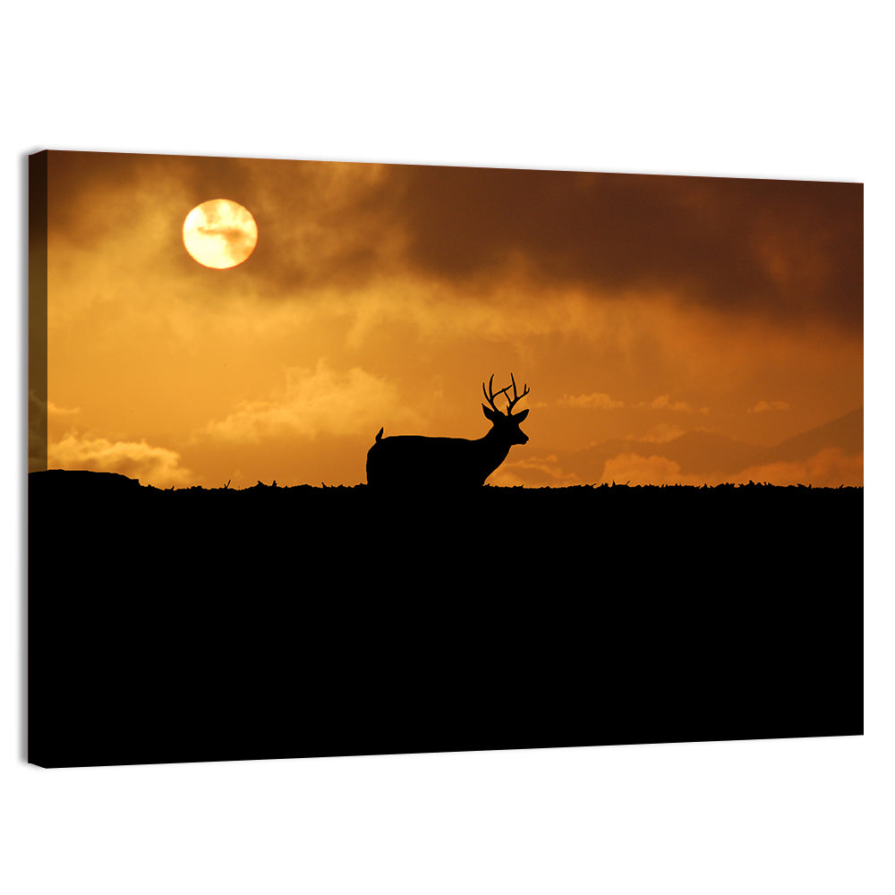 Deer at Sunset Wall Art, canvas print, landscape