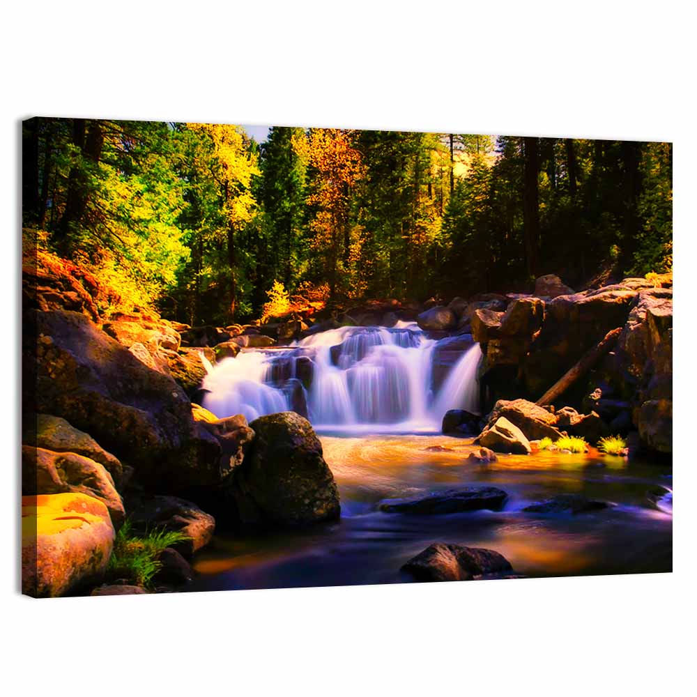 Autumn Mountain Waterfall Wall Art, canvas print, landscape