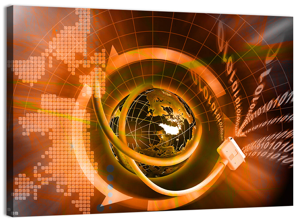 Digital Connectivity Globe Wall Art, canvas print, landscape