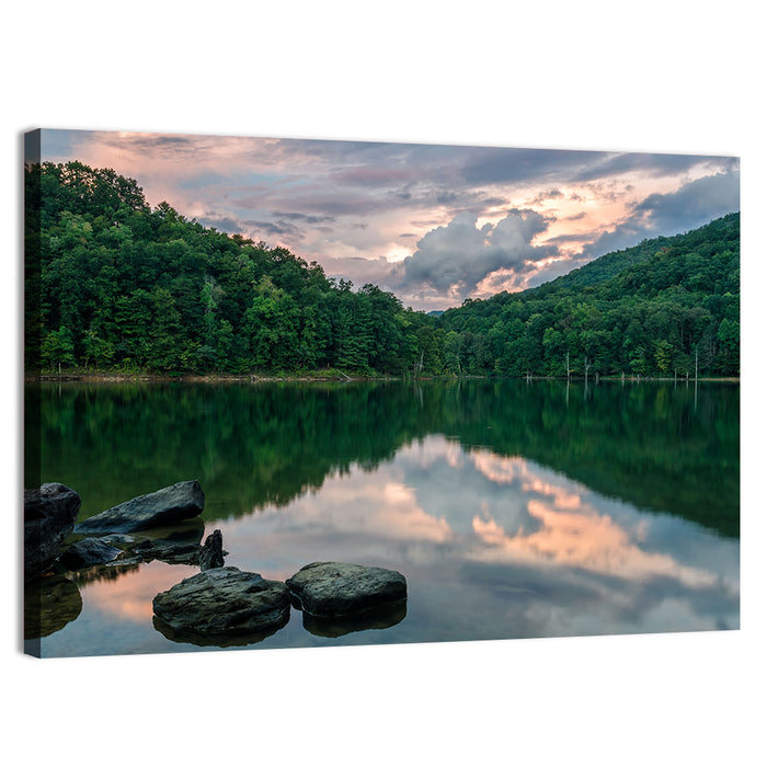 Martins Fork Lake Sunset Wall Art as a canvas print