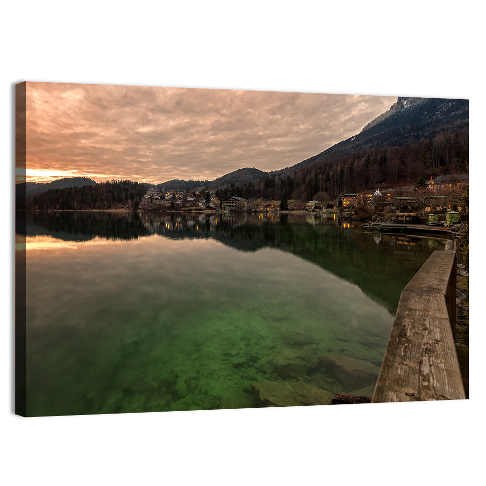 Fuschlsee Pier at Sunset Wall Art, canvas print, landscape