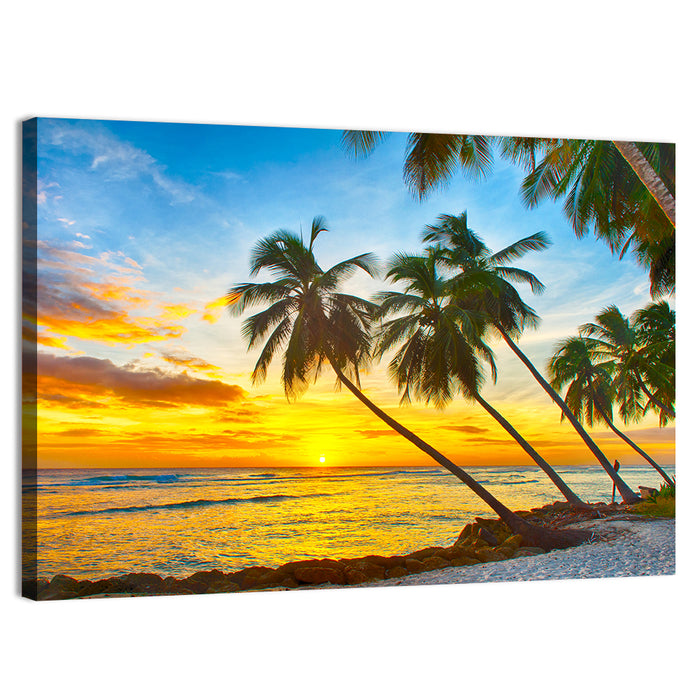 Palm Island Sunset Wall Art as a canvas print