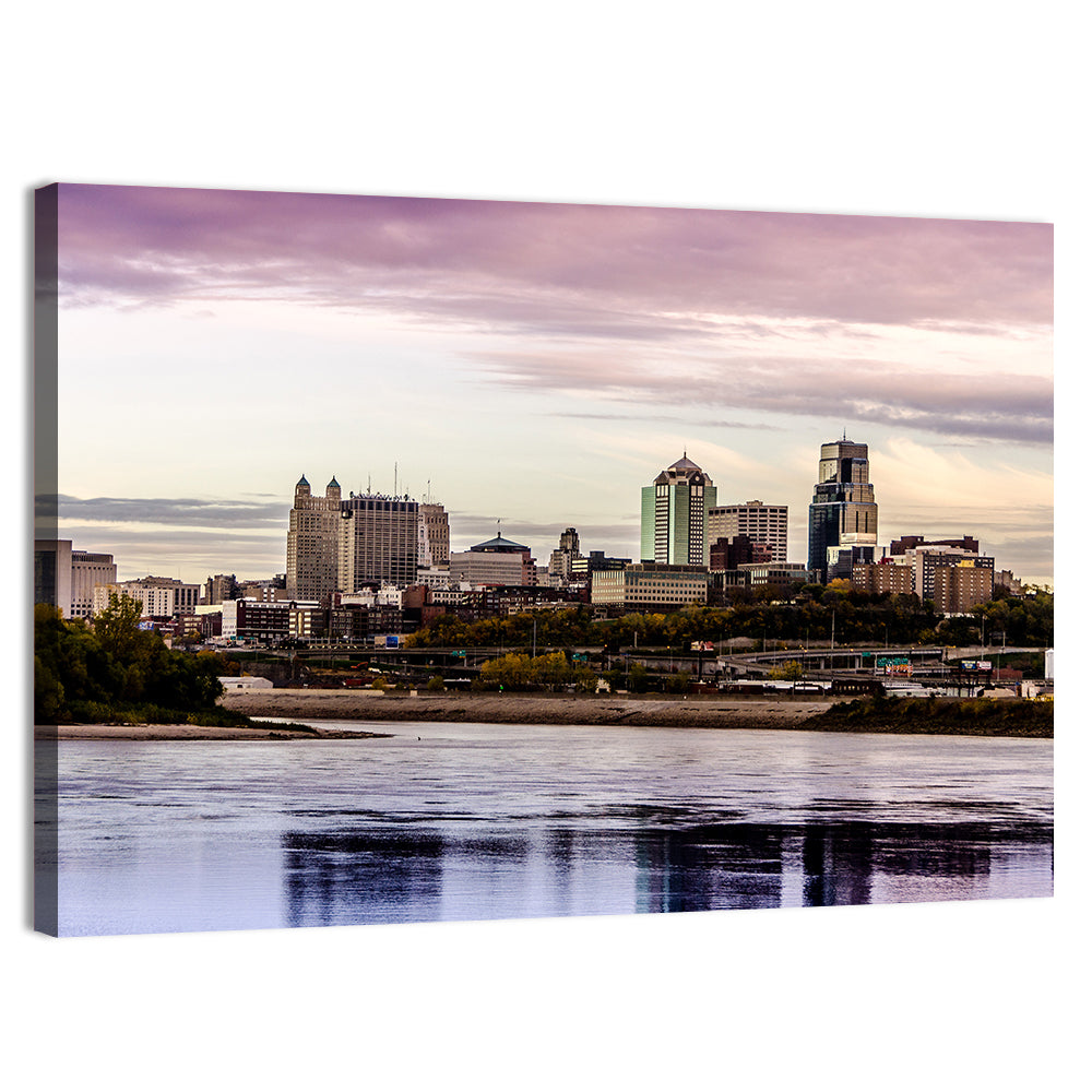 Kansas City Skyline at Dusk Wall Art, canvas print, landscape