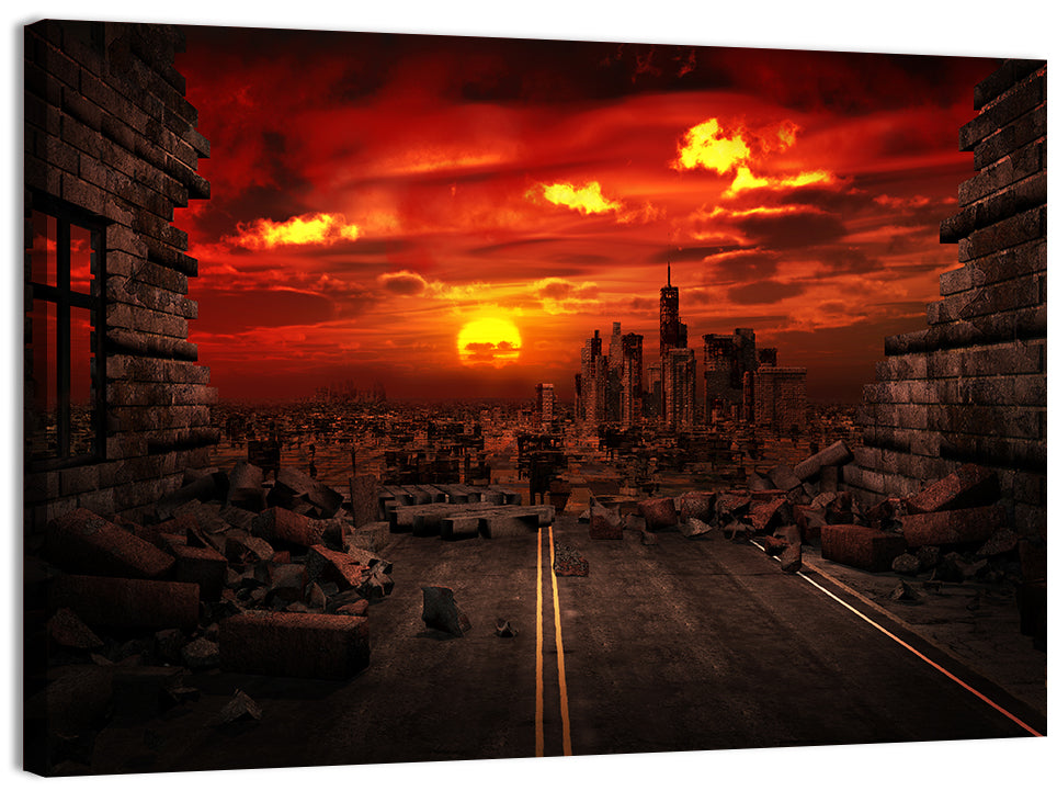 Apocalyptic Sunset Wall Art, canvas print, landscape