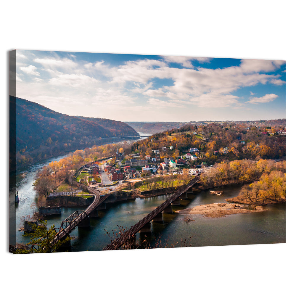 Maryland Heights Over Harpers Ferry Wall Art, canvas print, landscape