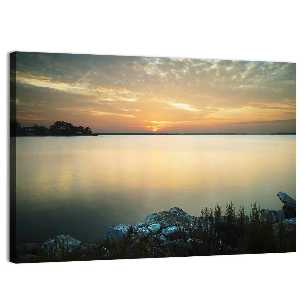 Lake Conroe Sunset Reflection Wall Art, canvas print, landscape