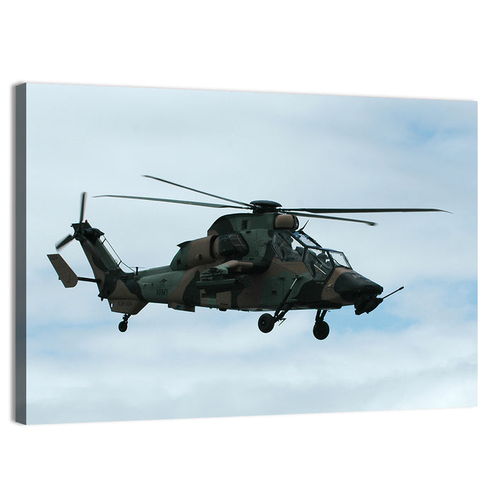 Attack Helicopter Side Profile Wall Art as a canvas print
