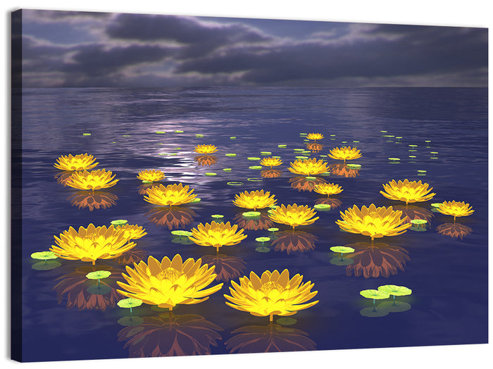 Floating Lotus at Dusk Wall Art as a canvas print
