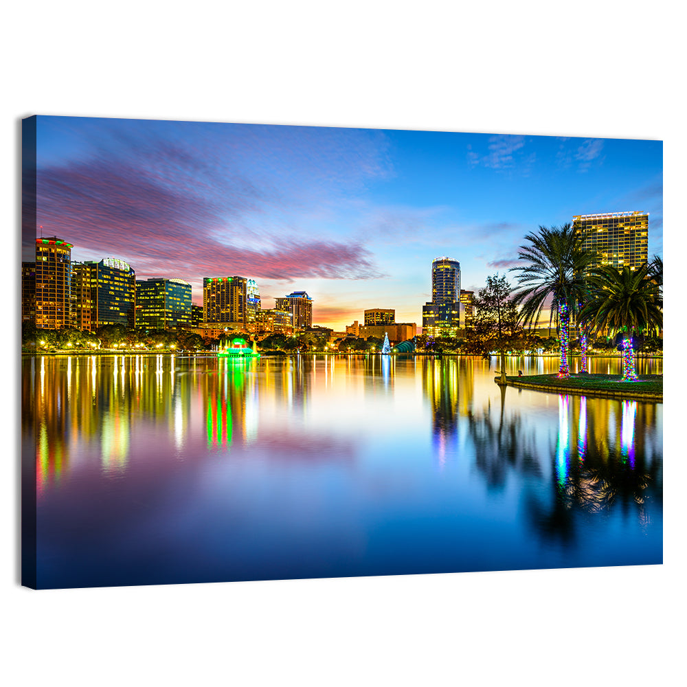 Orlando Lake Eola Skyline Wall Art, canvas print, landscape