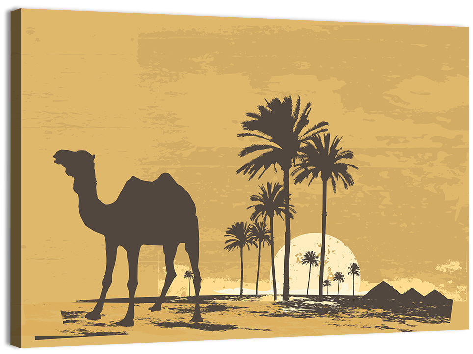 Giza Camel Silhouette Wall Art, canvas print, landscape