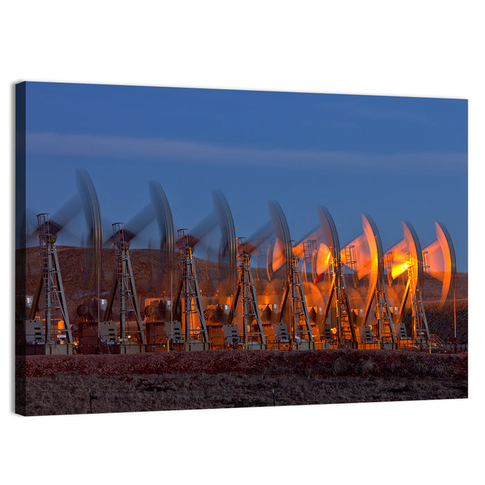 Oil Pump Jacks at Dusk Wall Art as a canvas print