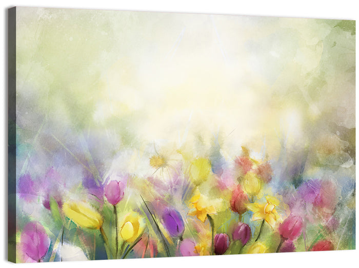 Soft Focus Tulip Meadow Wall Art as a canvas print