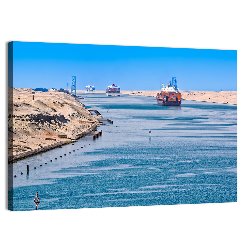 Suez Canal Container Ships Wall Art, canvas print, landscape