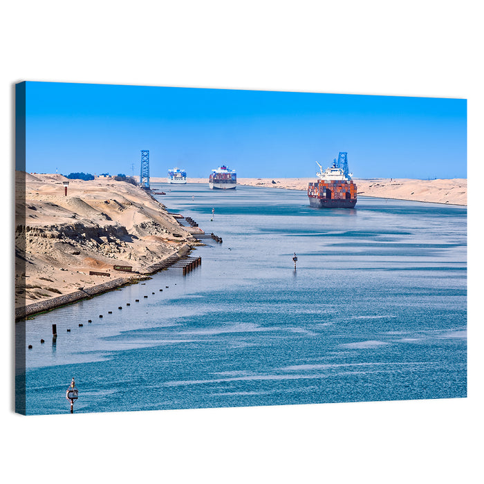 Suez Canal Container Ships Wall Art as a canvas print