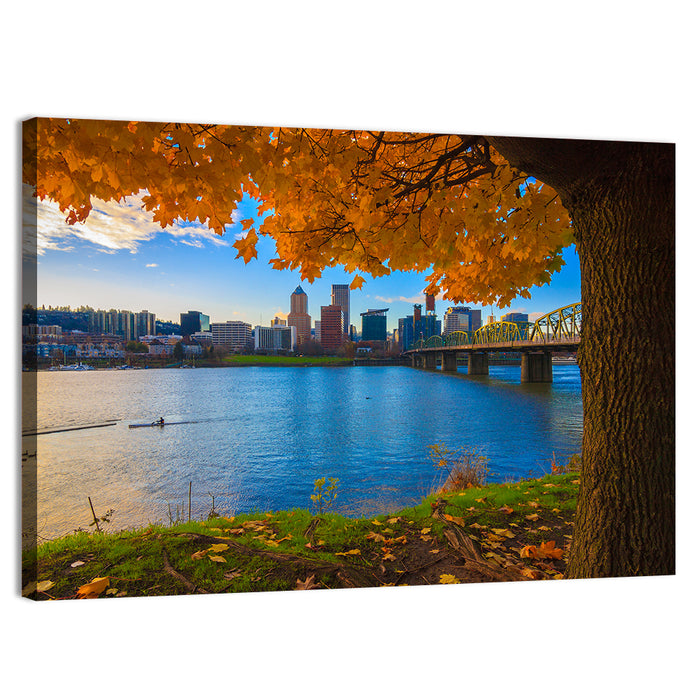 Willamette River at Golden Hour Wall Art as a canvas print