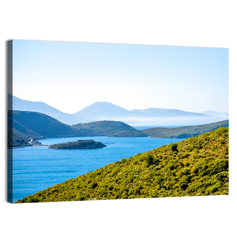 Porto Palermo Bay with Ali Pasha Castle Wall Art, canvas print, landscape