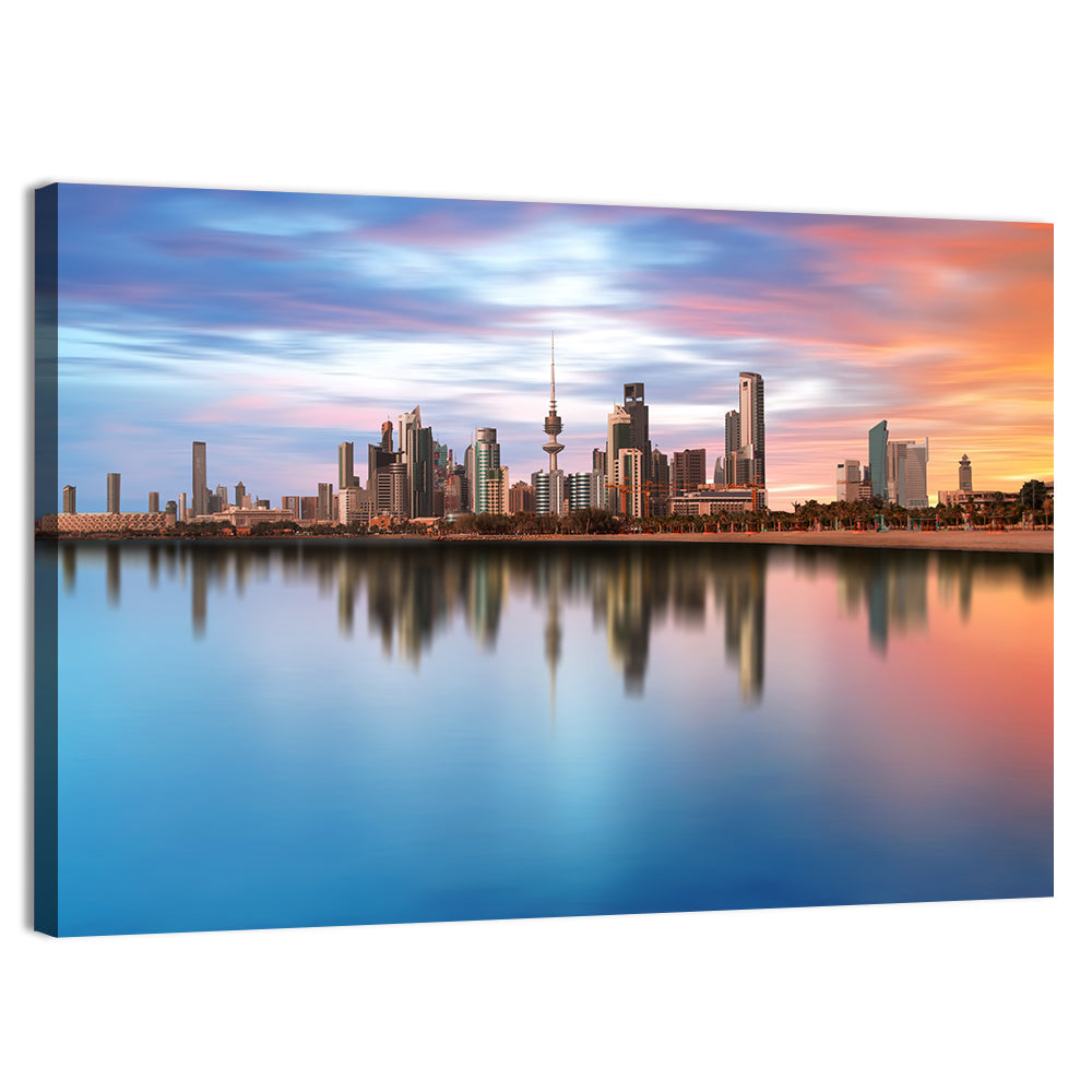 Kuwait City Skyline at Sunset Wall Art, canvas print, landscape