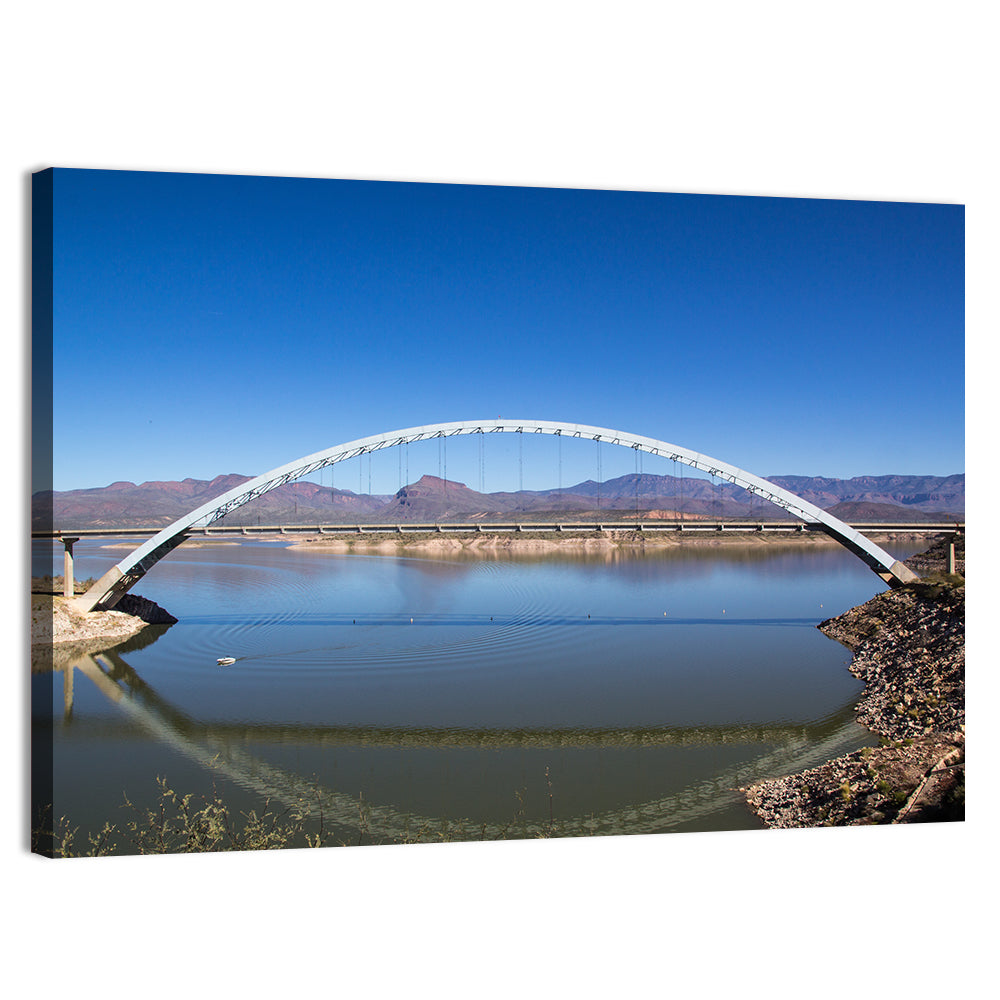 Roosevelt Lake Arch Bridge Wall Art, canvas print, landscape