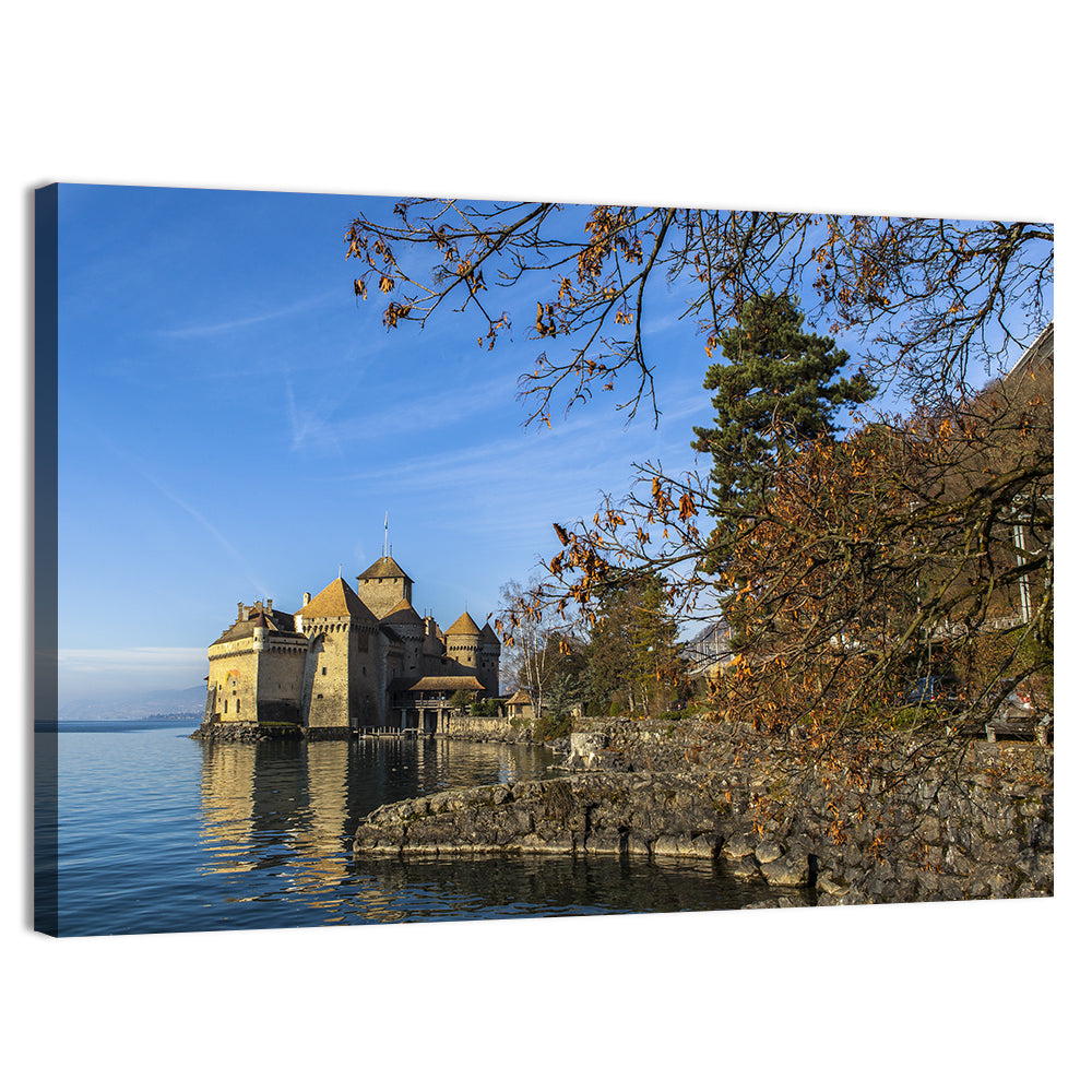 Chillon Castle on Lake Geneva Wall Art, canvas print, landscape