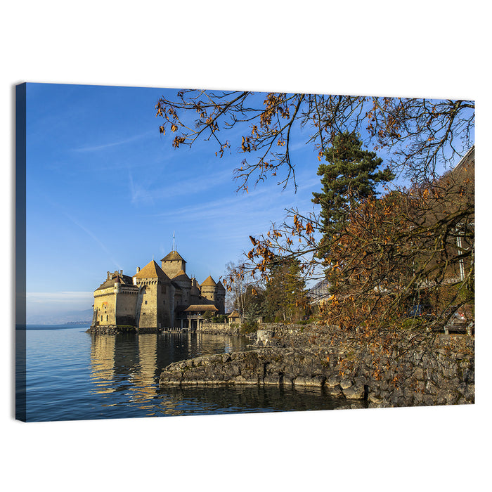 Chillon Castle on Lake Geneva Wall Art as a canvas print