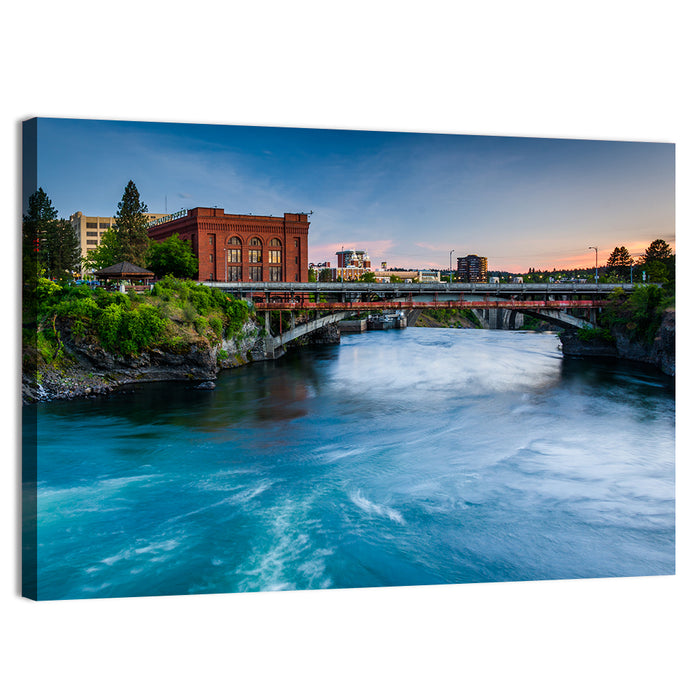 Spokane River at Twilight Wall Art as a canvas print