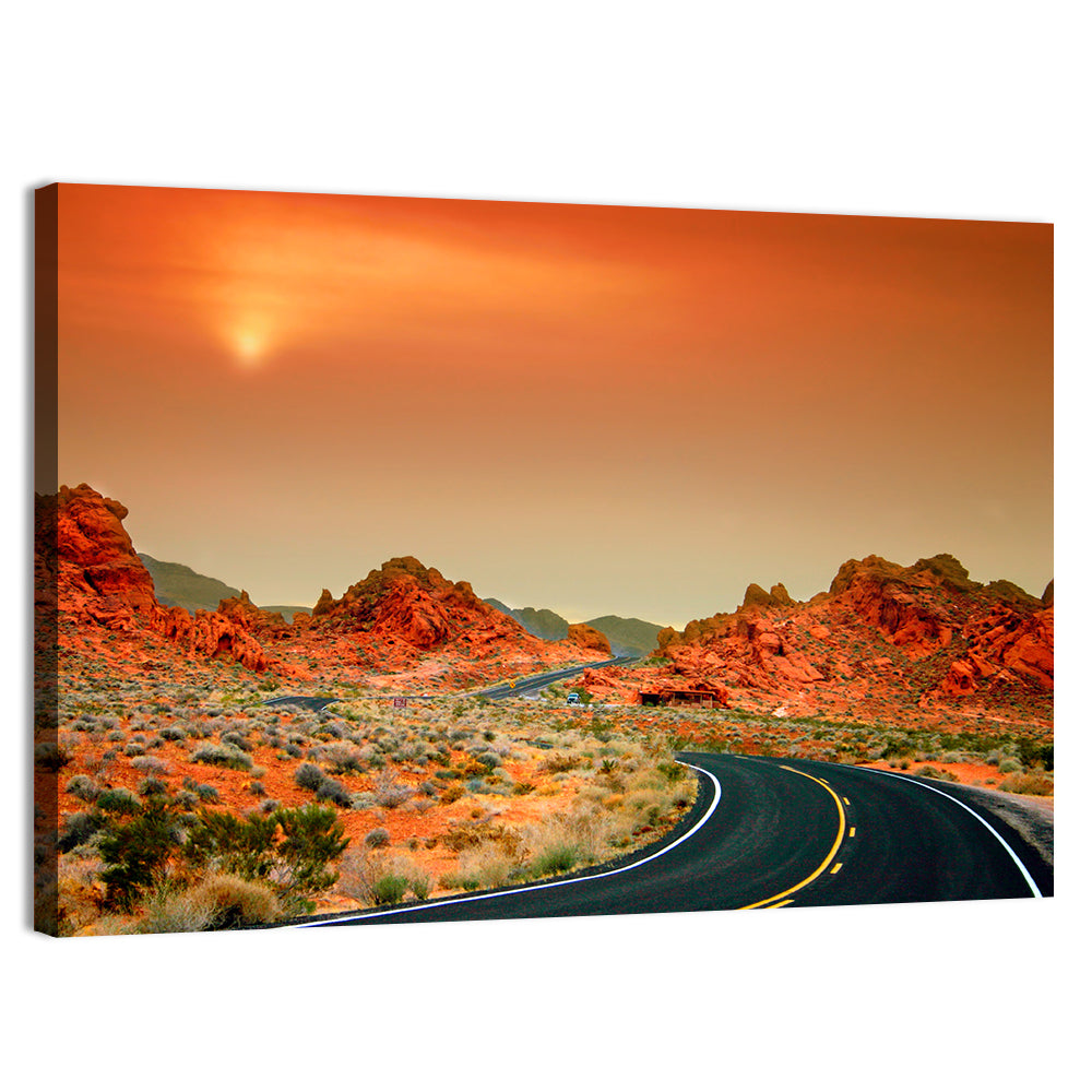 Valley of Fire Winding Road Wall Art, canvas print, landscape