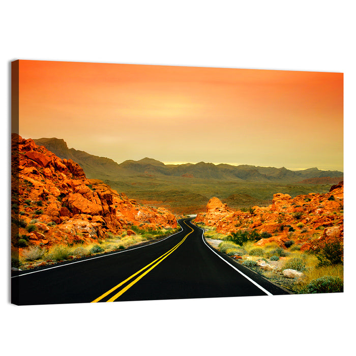 Valley of Fire Ii Road at Sunset Wall Art as a canvas print