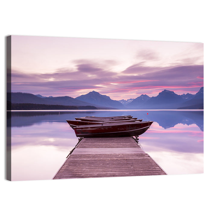 Lake Mcdonald Sunset Dock Wall Art as a canvas print
