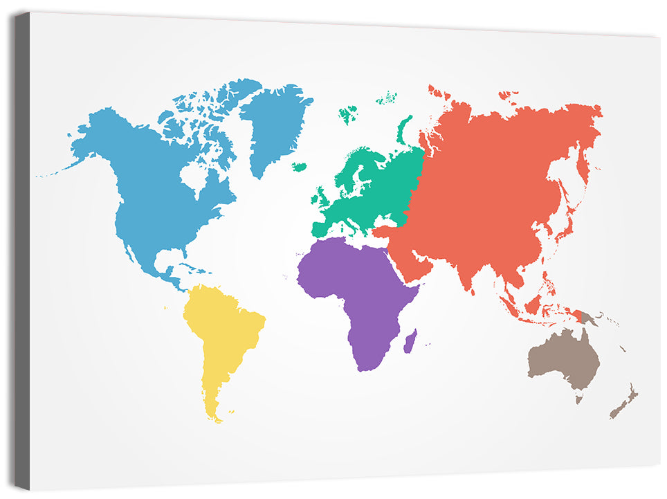 World Continents Map Wall Art, canvas print, landscape