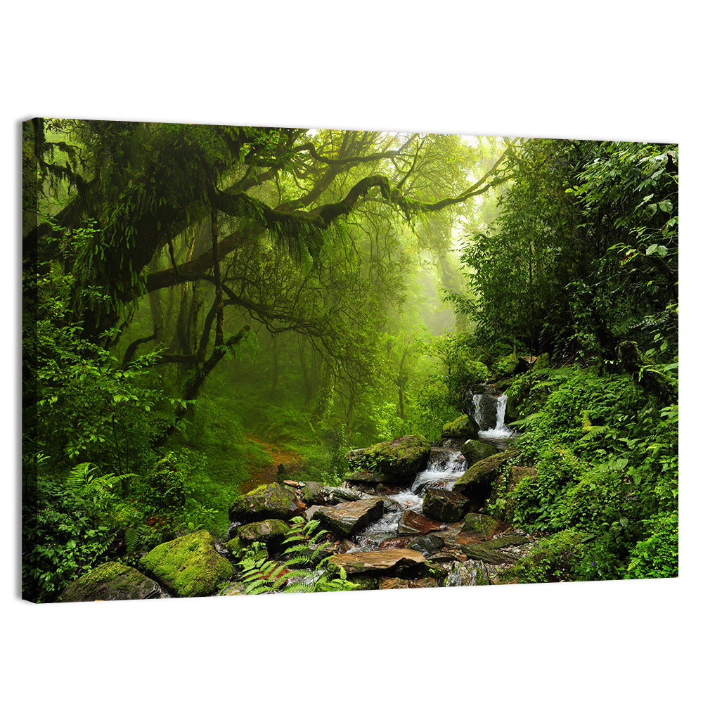 Annapurna Jungle Stream Wall Art, canvas print, landscape