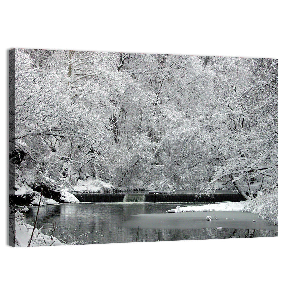 Fairmount Park Winter Spillway Wall Art, canvas print, landscape