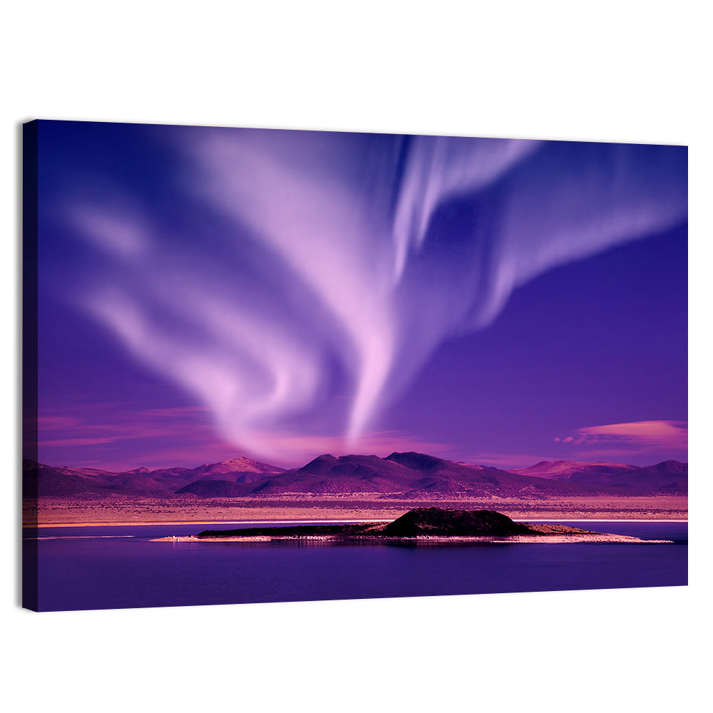 Northern Lights Over Island Wall Art, canvas print, landscape