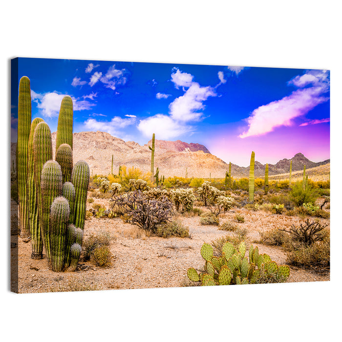 Arizona Saguaro Sunset Wall Art as a canvas print