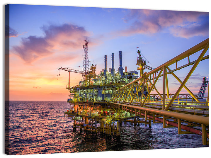 Golden Hour Offshore Oil Rig Wall Art