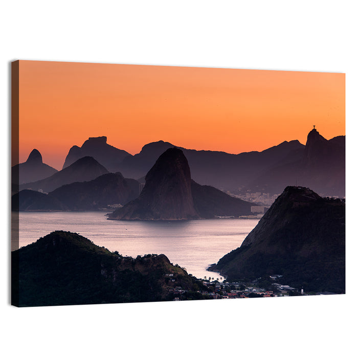 Sugarloaf and Corcovado at Sunset Wall Art as a canvas print