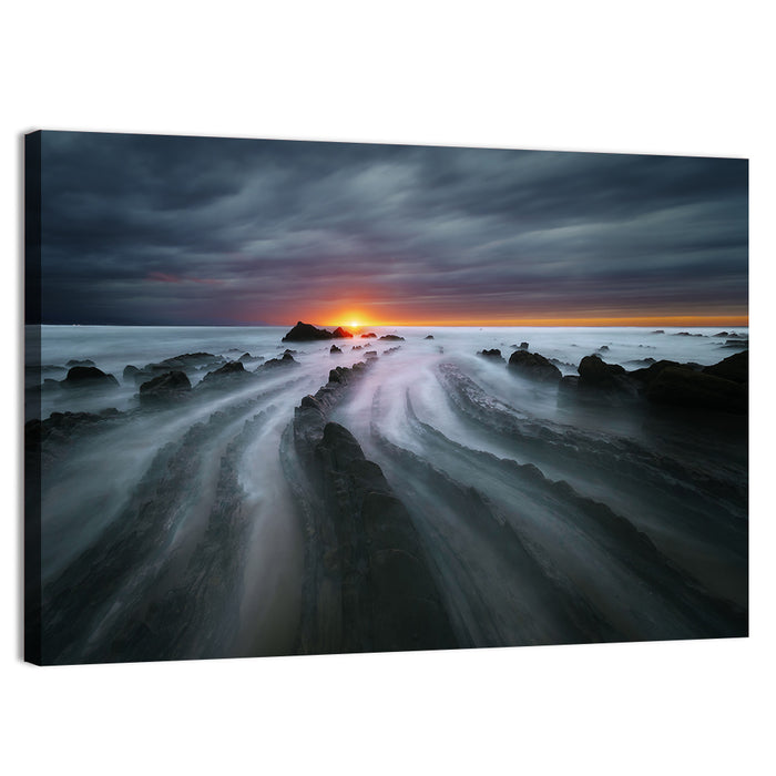 Barrika Beach Dusk Wall Art as a canvas print