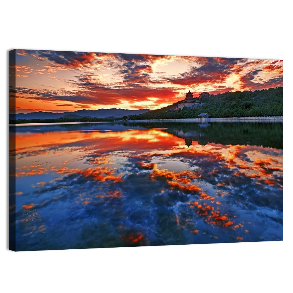 Kunming Lake Sunset, Summer Palace Wall Art, canvas print, landscape