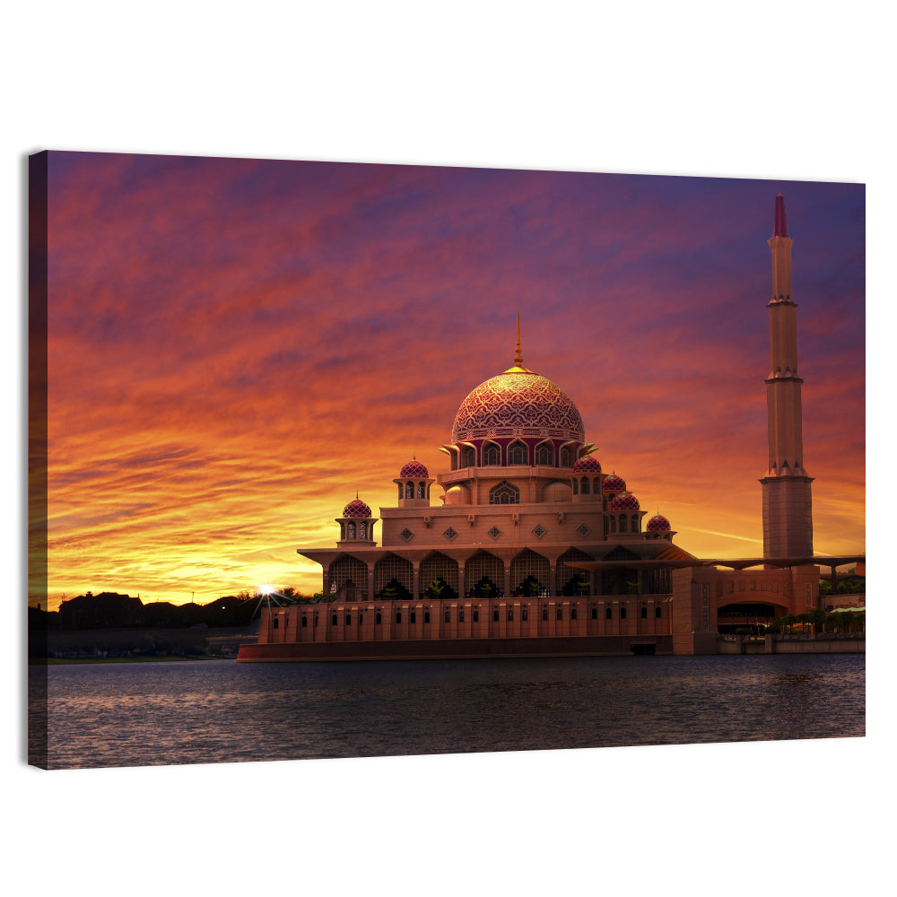 Putra Mosque at Sunset Wall Art, canvas print, landscape