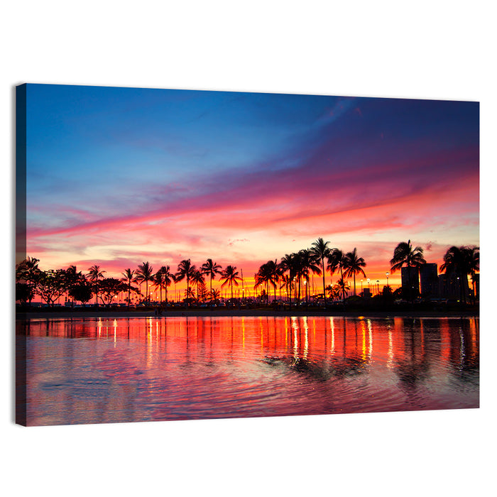 Hawaii Resort Sunset Wall Art as a canvas print
