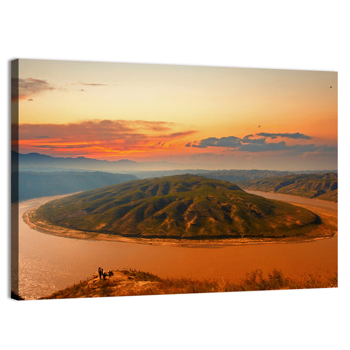 Yellow River Qianshan Bend Wall Art as a canvas print