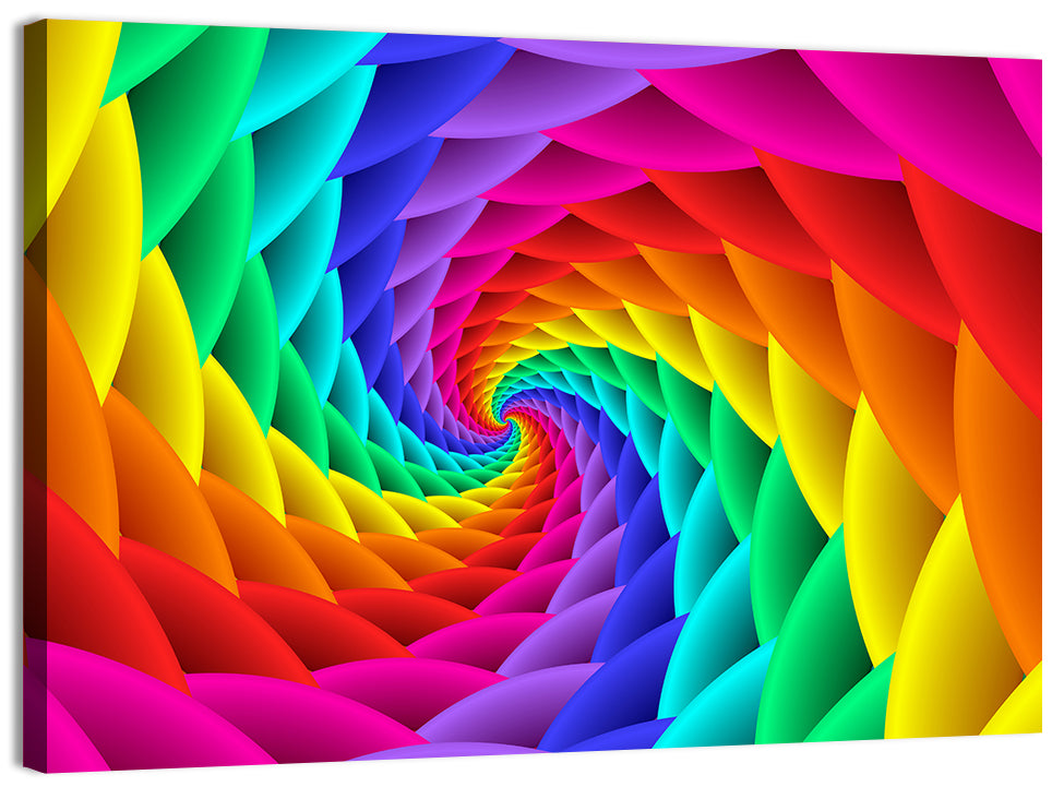 Rainbow Spiral Vortex Tunnel Wall Art, canvas print, landscape