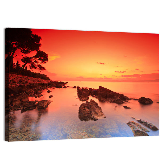 Brac Island Fiery Sunset Wall Art as a canvas print