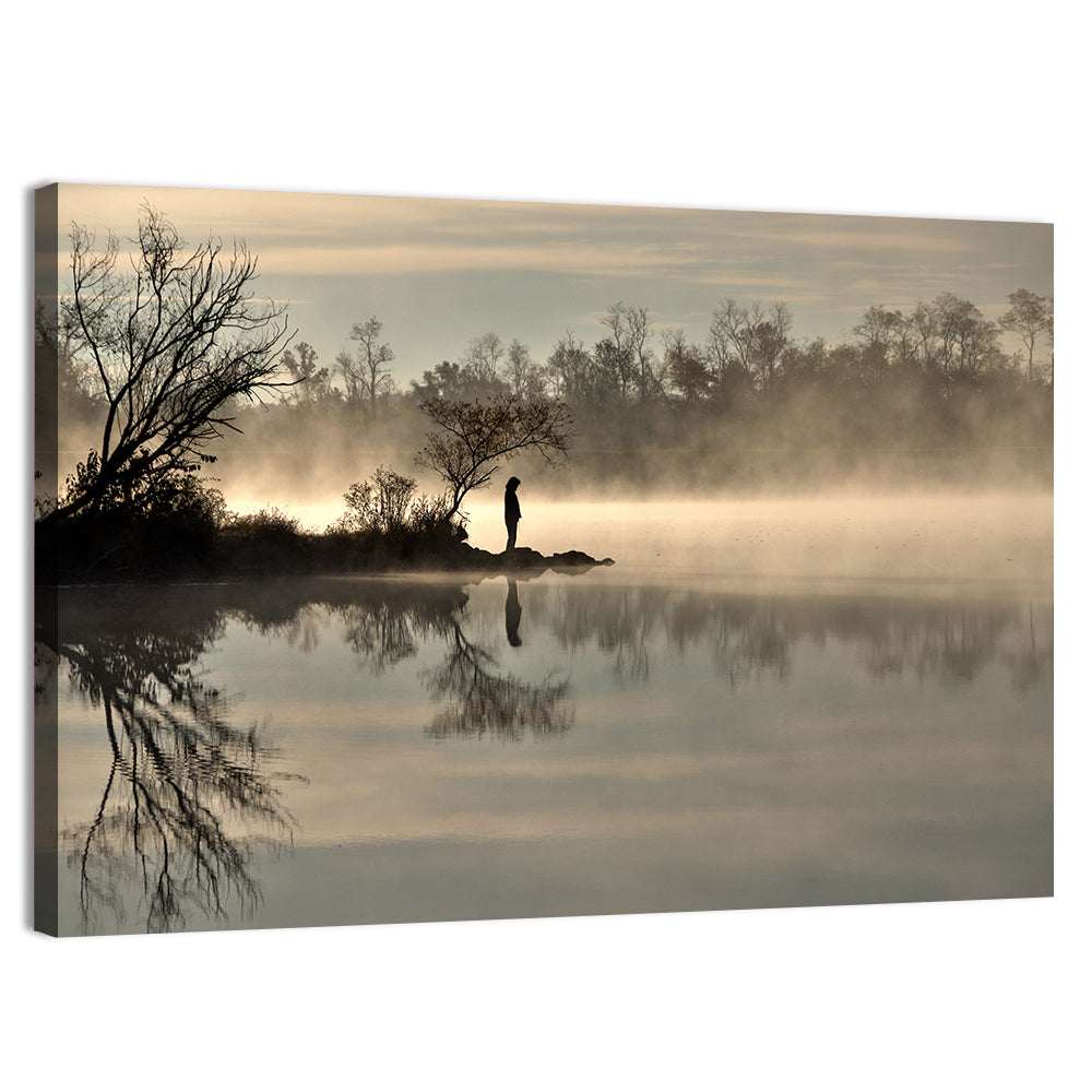 Centennial Lake Mist Wall Art, canvas print, landscape