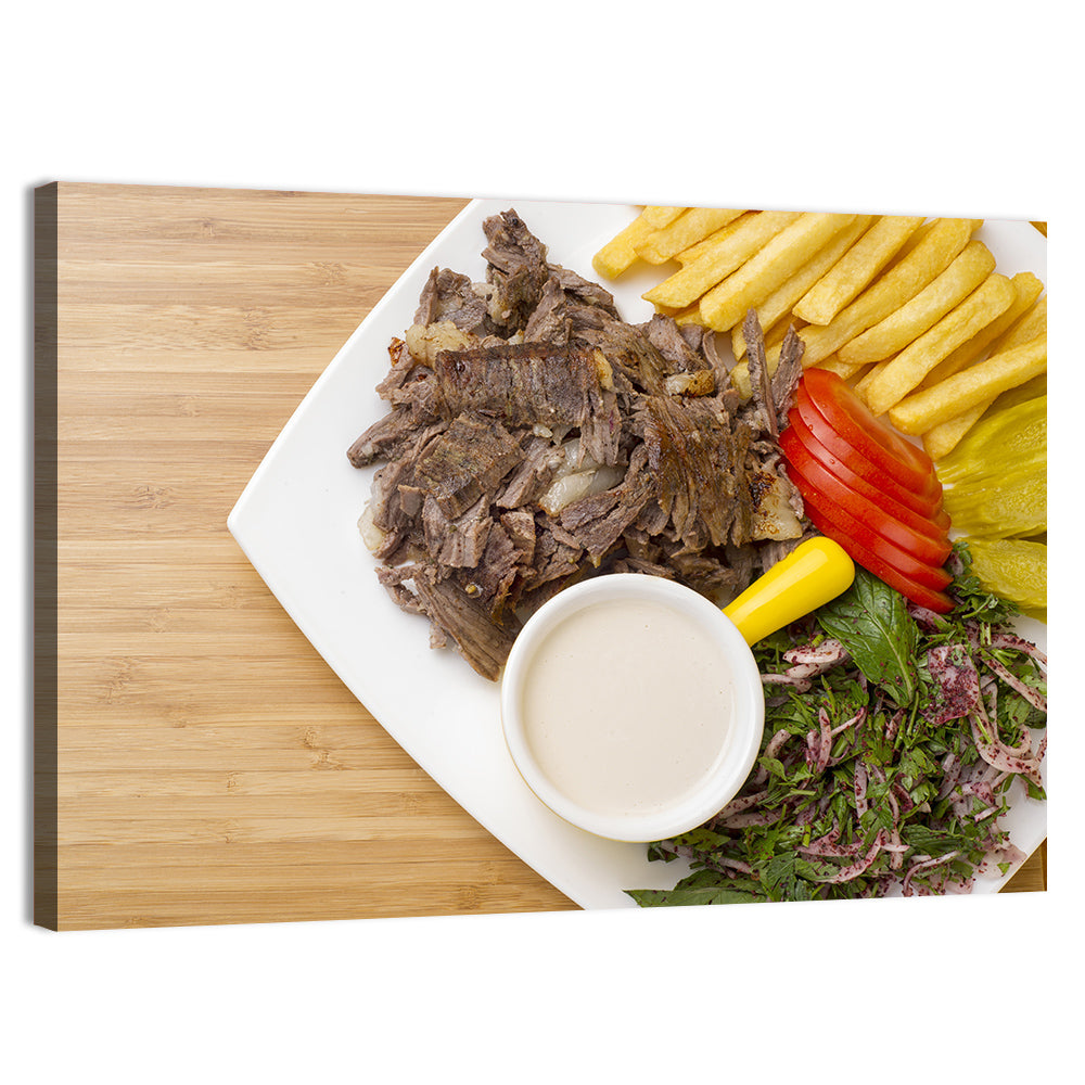 Shawarma and Fries Flat Lay Wall Art, canvas print, landscape