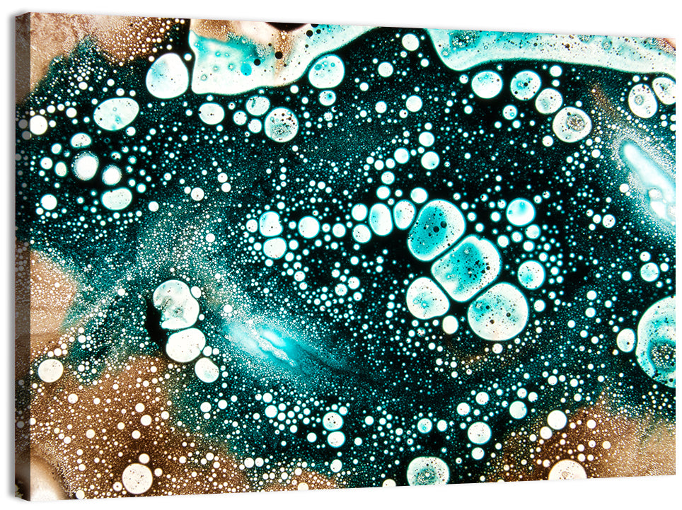 Teal Oil and Water Bubble Abstract Wall Art, canvas print, landscape