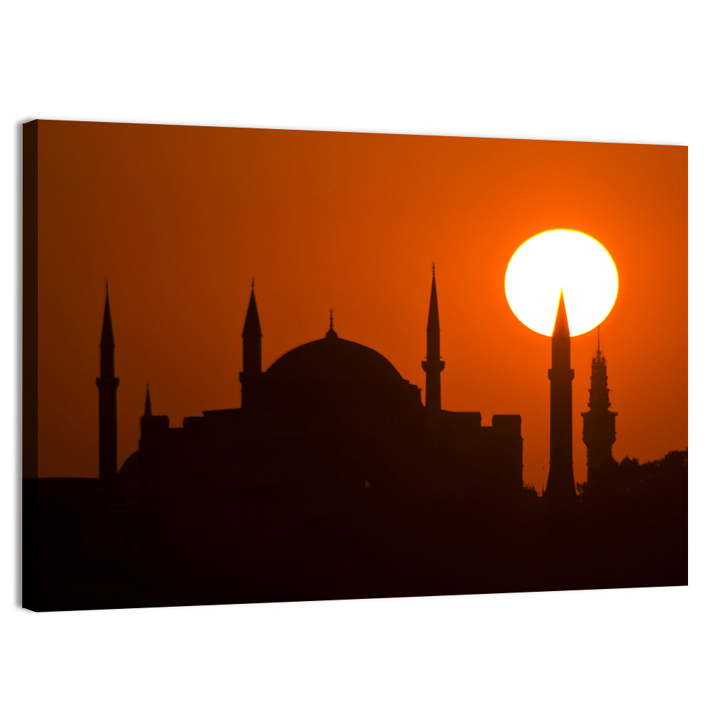 Hagia Sophia Silhouette at Sunset Wall Art, canvas print, landscape