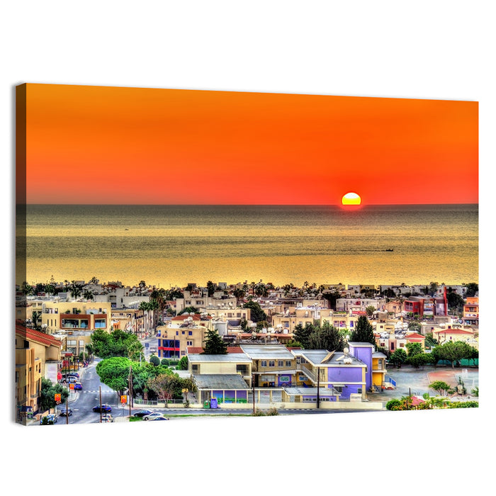 Paphos Sunset Wall Art as a canvas print