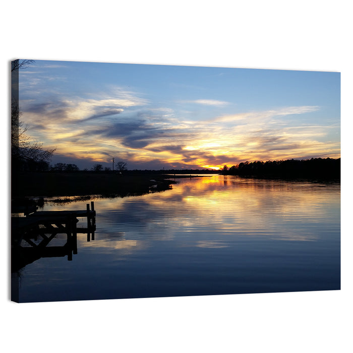 Lake Palestine Pier at Sunset Wall Art as a canvas print