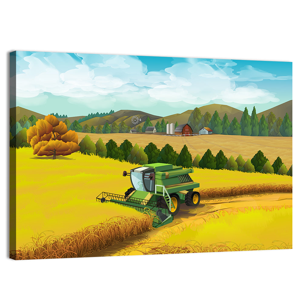 Harvest Season Farm Landscape Wall Art, canvas print, landscape